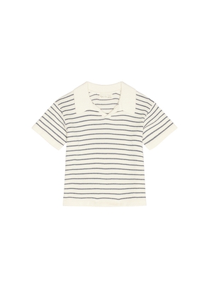 Rylee + Cru Chandler Knit Polo in Beige,Navy. Size 12-18M. Also in 18-24M, 2-3yr, 4-5yr.
