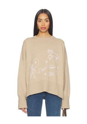 Understated Leather Don't Fence Me in Sweater in Beige. Size M. Also in S, L, XL.