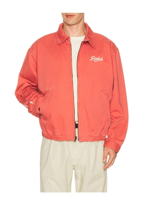 Polo Ralph Lauren Twill Ralph Script Windbreaker Jacket in Red. Size L. Also in M, S, XL/1X, XXL/2X.