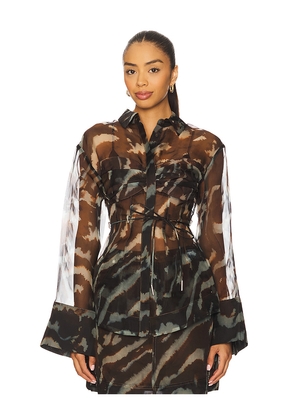 AMUR Clea Blouse in Brown. Size 0. Also in 2, 4, 6.