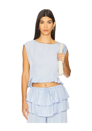 WeWoreWhat Boat Neck Ruffle Top in Blue. Size S. Also in L.