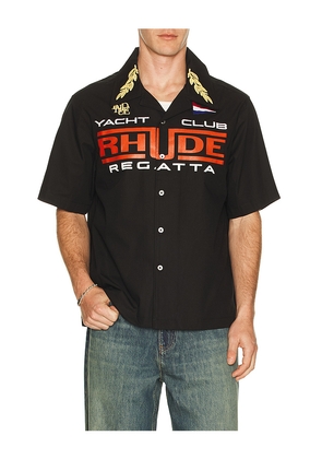 Rhude Regatta Club Shirt in Black. Size L. Also in S, M, XL/1X, XXL/2X.