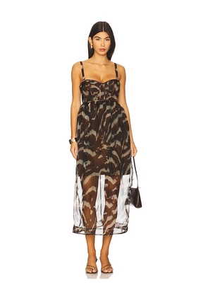 AMUR Zarina Bustier Maxi Dress in Brown. Size 2. Also in 4, 6, 8, 10.