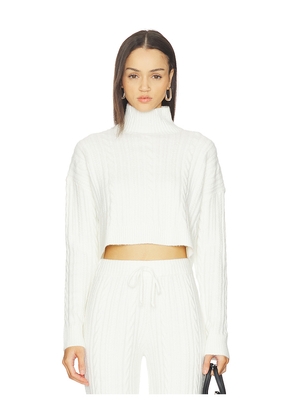 WellBeing + BeingWell Wells Cable Knit Sweater in White. Size M. Also in XS, S, L, XL.