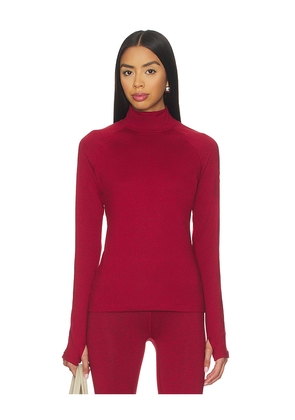 Varley Always Warm Mock Neck Baselayer Top in Burgundy. Size M. Also in S, XS, L.