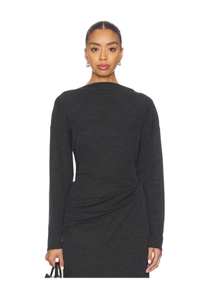 Vince Draped Slash Neck Top in Charcoal. Size M. Also in S, L.