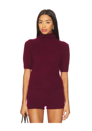 W. Cashmere Tansy Short Sleeve Pullover in Burgundy. Size S. Also in XS, M, XL.