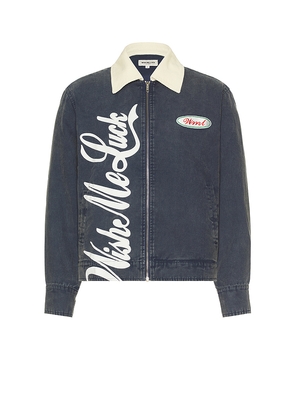 Wish Me Luck Auto Jacket in Blue,Ivory. Size M. Also in S.