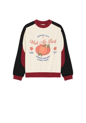 Wish Me Luck Genuine Luck Crewneck Sweater in Black,Burgundy. Size M. Also in XS, S, L, XL/1X.