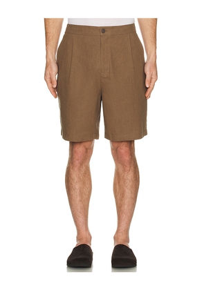 WAO Relaxed Linen Short in Brown. Size L. Also in M, S, XL/1X.