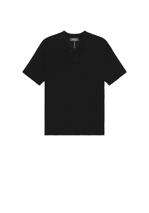 WAO Relaxed Open Knit Polo in Black. Size S. Also in M.