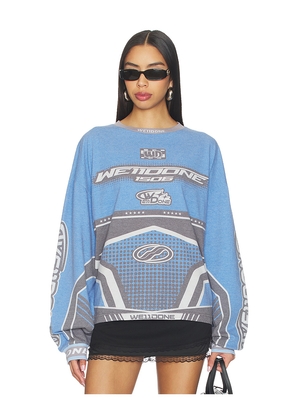 WE11DONE Uniform T-shirt in Blue. Size L. Also in XS, S, M.