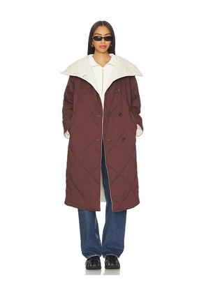 Varley Annalise Reversible Wrap Coat in Burgundy. Size L. Also in S, XS, M.