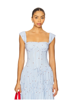 WeWoreWhat Ruched Cup Corset in Blue. Size 2. Also in 0, 4, 6, 8.