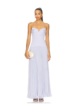 AMUR Saylor Pleated Gown in Blue. Size 12. Also in 10.