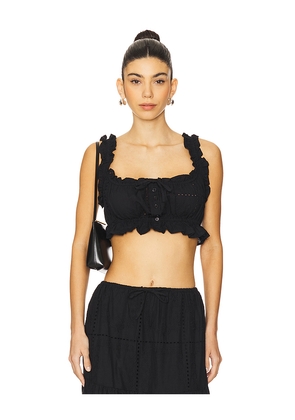 WeWoreWhat Ruffle Button Crop Top in Black. Size M. Also in S, L.