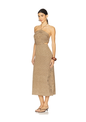 AMUR Clara Knit Midi Dress in Brown. Size S. Also in M.