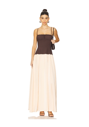 WeWoreWhat Ruffle Corset Maxi Dress in Brown. Size 00. Also in 2, 0.