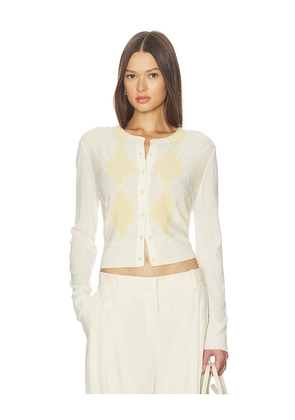 Vince Argyle Cardigan in Cream. Size M. Also in XS, S, L.