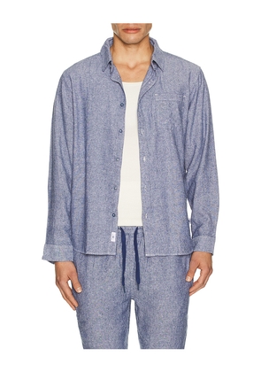 Vintage Summer Long Sleeve Linen Button Down Shirt in Blue. Size L. Also in S, M, XL/1X, XXL/2X.