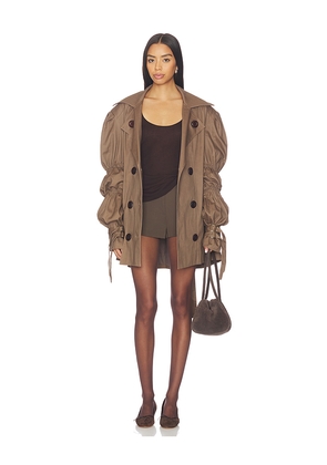 Zuleyha Kuru Volkiva Trench Coat in Taupe. Size 38. Also in 36, 40, 42, 44.