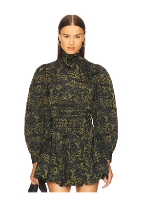 Ulla Johnson Giorgia Neck Tie Blouse in Green. Size 4. Also in 0, 6.