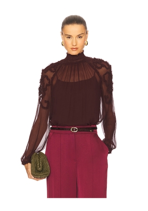 Ulla Johnson Magdalena Long Sleeve Blouse in Burgundy. Size 12. Also in 0, 2, 6, 8.