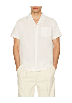 Vintage Summer Embroidered Camp Shirt in White. Size L. Also in S, M, XXL/2X.