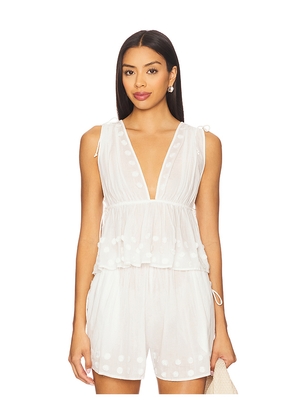 Ulla Johnson Anya Plunge V Neck Top Coverup in White. Size S. Also in L, XL.