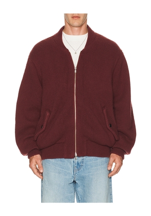 vowels Knitted Bomber Jacket in Red. Size 3. Also in 4.