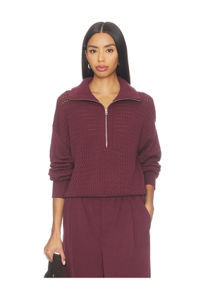 Varley Darla Half Zip Knit Sweater in Burgundy. Size M. Also in S, XS, L, XL.