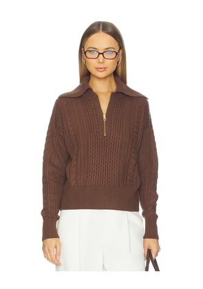 Varley Camello Relaxed Cable Half Zip Sweater in Brown. Size M. Also in S, XS, L, XL.