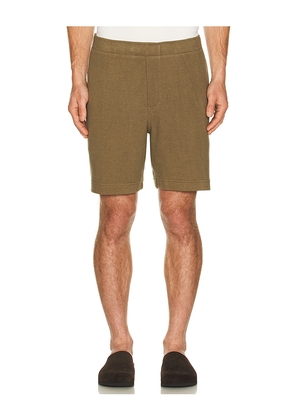 Vince Boucle Elastic Waist Short in Olive. Size L. Also in M, S, XL/1X, XXL/2X.