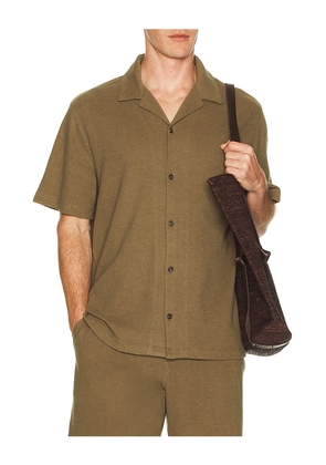 Vince Boucle Cabana Short Sleeve Shirt in Green. Size L. Also in S, M, XL/1X.