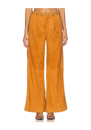 Understated Leather Dome Studded Wide Leg in Brown. Size M. Also in L, XL.