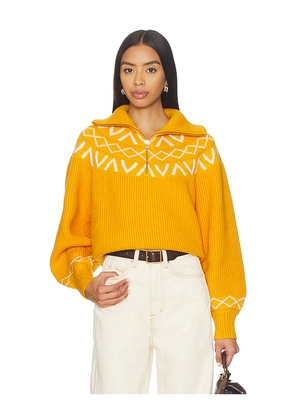 Varley Sigrid Fairisle Half Zip Knit Sweater in Yellow. Size S. Also in XS, M.