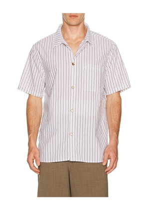 Rhythm Seersucker Stripe Shirt in White. Size L. Also in S, M, XL/1X.
