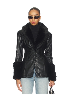 WeWoreWhat Faux Fur Collar Jacket in Black. Size L. Also in XS.