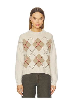 White & Warren Cashmere Argyle Crew Sweater in Neutral. Size S. Also in M.