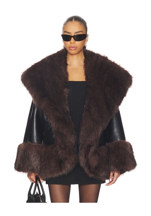 WeWoreWhat x REVOLVE Cocoon Faux Fur Jacket in Black,Brown. Size M. Also in S, XS.