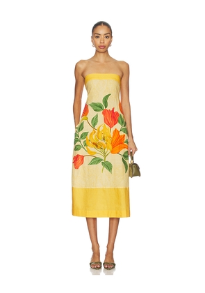 Verandah Strapless Shift Dress in Yellow. Size L. Also in M, XS.