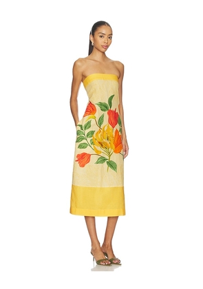 Verandah Strapless Shift Dress in Yellow. Size L. Also in S, XS, M, XL.
