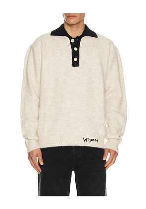 WE11DONE Brushed Contrast Knit Top in Cream. Size M. Also in S.