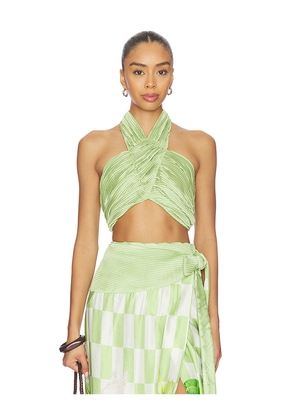 Verandah Plisse Halter Blouse in Sage. Size M. Also in L, S, XL, XS.