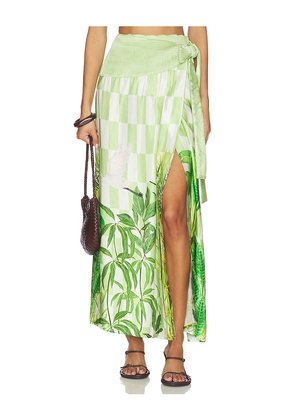 Verandah Pushpanjali Wrap Maxi Skirt in Green. Size M. Also in L, S, XS.