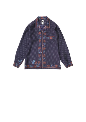 vowels Long Sleeve Silk Scarf Shirt in Purple. Size 3. Also in 2, 4.