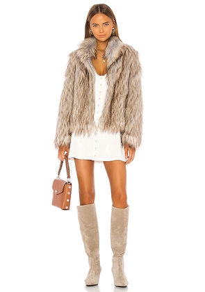 Unreal Fur Faux Fur Jacket in Tan. Size M. Also in S, XS, L, XL.