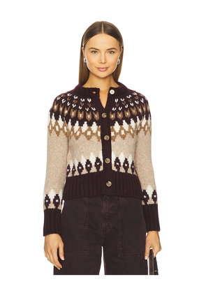 Veronica Beard Christina Fairisle Cardigan in Burgundy. Size M. Also in XS, S, L, XL.