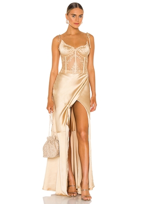 V. Chapman Calla Lily Gown in Metallic Gold. Size 12. Also in 0, 2, 4, 6, 8, 10.