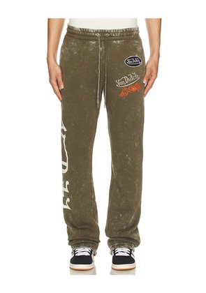Von Dutch Stacked Flare Leg Joggers in Green. Size M. Also in L, S.